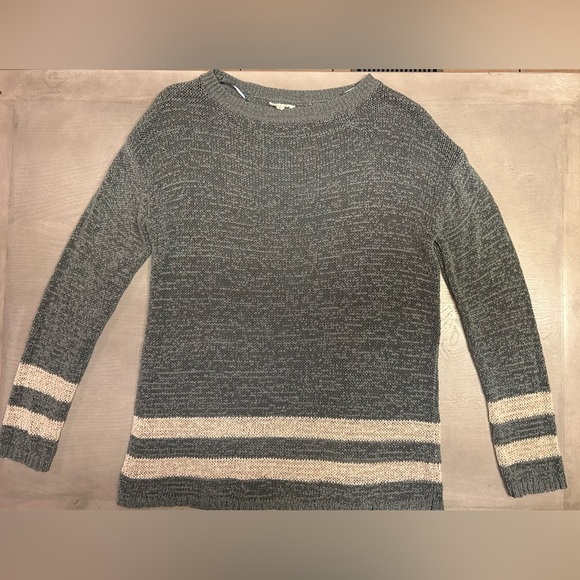 Easel Sweater Womens‎ Size Large Light Weight Stretchy Gray And Cream Boho - Picture 11 of 12